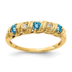 14k 2.75mm Round Blue Topaz and AA Diamond Twist Ring
