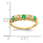 14k 2.75mm Emerald and AAA Diamond Twist Ring