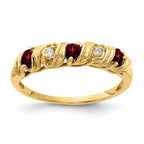 14k 2.75mm Round Garnet and VS Diamond Twist Ring