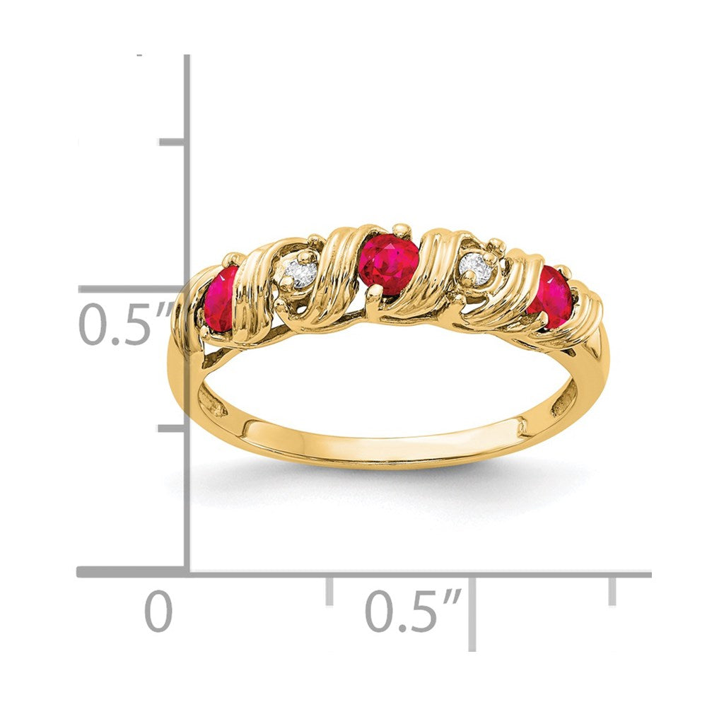 14k 2.75mm Ruby and A Diamond Twist Ring