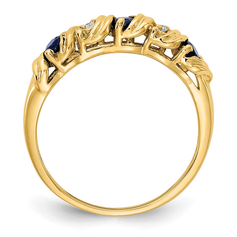 14k 2.75mm Blue Sapphire and A Diamond Twist Ring