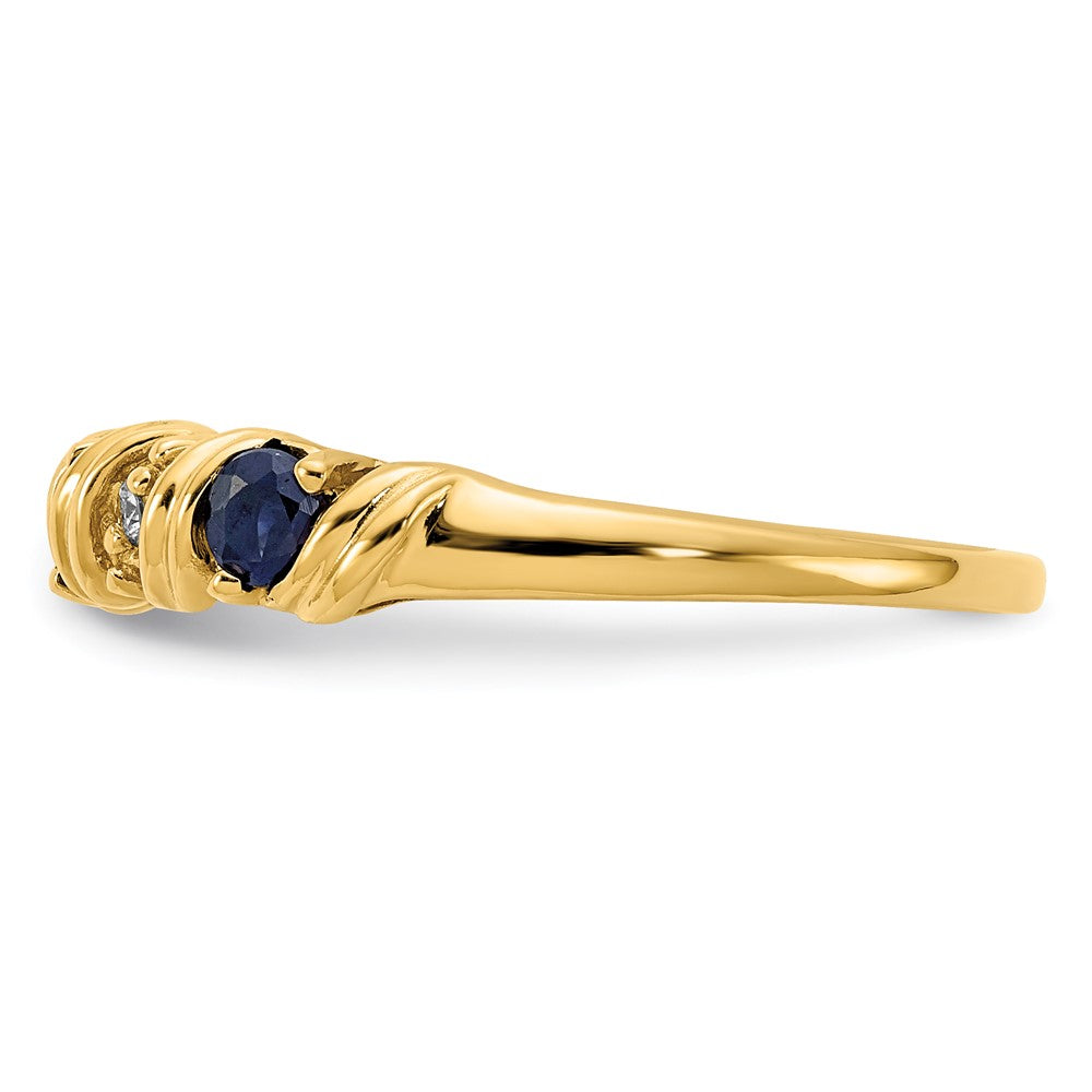14k 2.75mm Blue Sapphire and AA Diamond Twist Ring