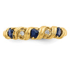 14k 2.75mm Blue Sapphire and AA Diamond Twist Ring