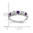 14k White Gold 2.75mm Round Amethyst and AAA Diamond Twist Ring