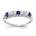 14k White Gold 2.75mm Round Amethyst and AA Diamond Twist Ring