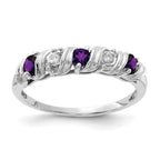 14k White Gold 2.75mm Round Amethyst and AA Diamond Twist Ring
