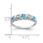 14k White Gold 2.75mm Round Blue Topaz and AA Diamond Twist Ring