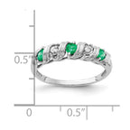 14k White Gold 2.75mm Emerald and A Diamond Twist Ring