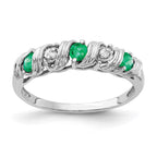 14k White Gold 2.75mm Emerald and VS Diamond Twist Ring