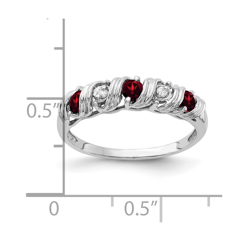 14k White Gold 2.75mm Round Garnet and A Diamond Twist Ring