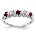 14k White Gold 2.75mm Round Garnet and A Diamond Twist Ring