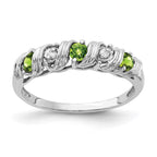 14k White Gold 2.75mm Round Peridot and VS Diamond Twist Ring