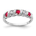14k White Gold 2.75mm Ruby and AAA Diamond Twist Ring
