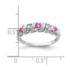 14k White Gold 2.75mm Round Pink Sapphire and AA Diamond Twist Ring