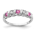 14k White Gold 2.75mm Round Pink Sapphire and AA Diamond Twist Ring