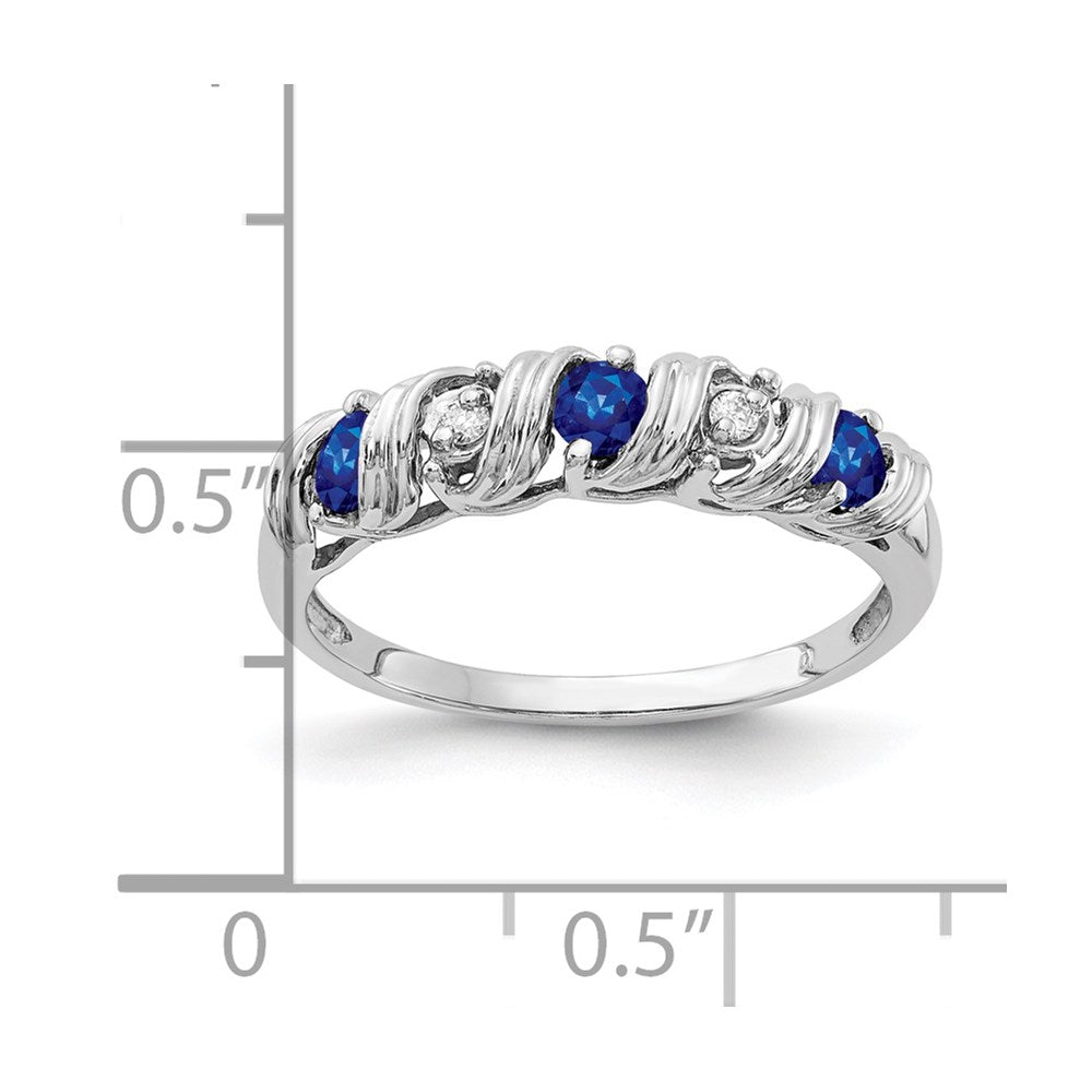 14k White Gold 2.75mm Blue Sapphire and AAA Diamond Twist Ring