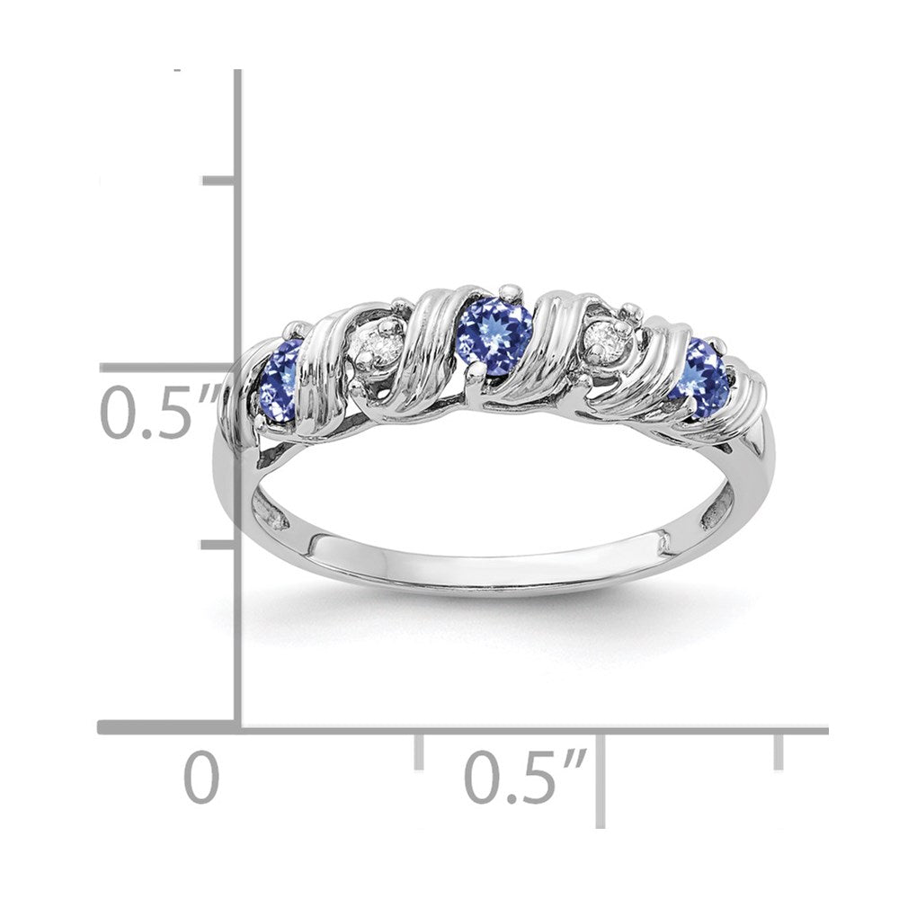 14k White Gold 2.75mm Round Tanzanite and AAA Diamond Twist Ring