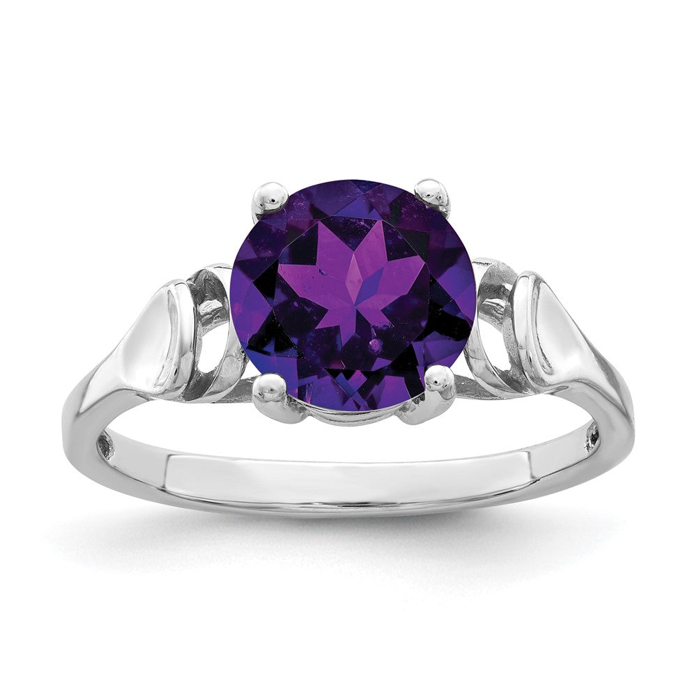 14k White Gold 8mm Amethyst Ring