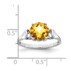 14k White Gold 8mm Citrine Checker-cut Ring