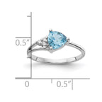14k White Gold 6mm Trillion Blue Topaz and VS Diamond Ring