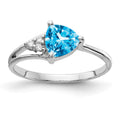 14k White Gold 6mm Trillion Blue Topaz and A Diamond Ring