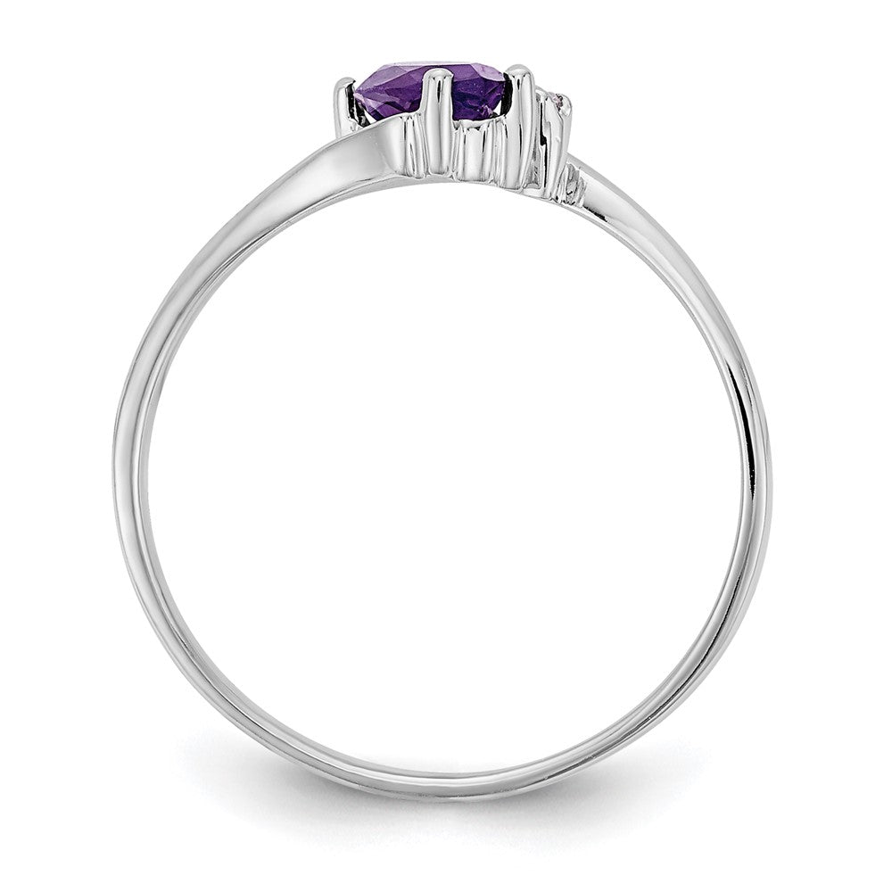 14k White Gold 7x3.5mm Marquise Amethyst and A Diamond Ring
