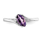 14k White Gold 7x3.5mm Marquise Amethyst and A Diamond Ring