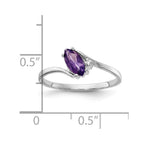 14k White Gold 7x3.5mm Marquise Amethyst and A Diamond Ring