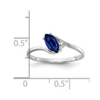 14k White Gold 7x3.5mm Blue Marquise Sapphire and AA Diamond Ring