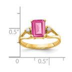 14k 8x6mm Emerald Cut Pink Tourmaline AA Diamond ring