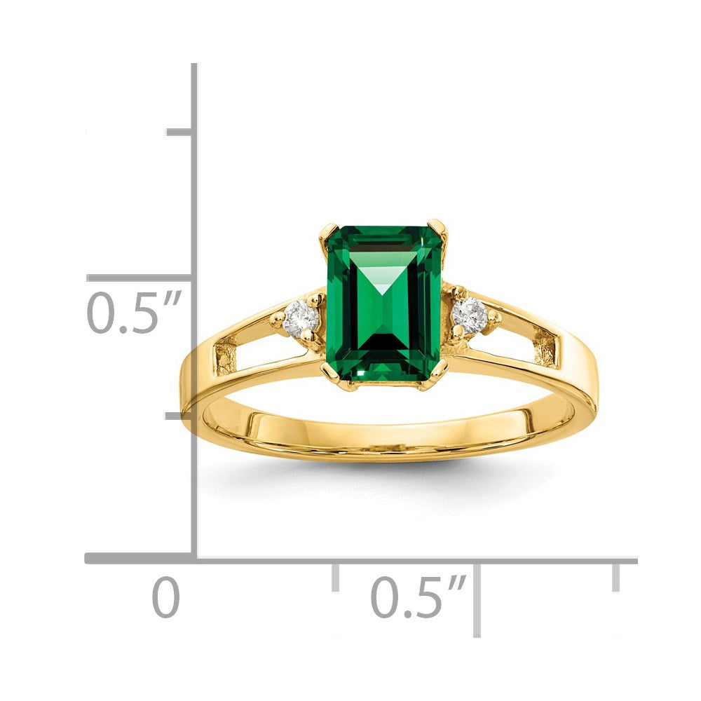 14k 7x5mm Emerald-cut Mount St. Helens and 1/20 carat AAA Diamond Ring