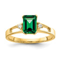 14k 7x5mm Emerald-cut Mount St. Helens and 1/20 carat VS Diamond Ring