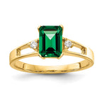 14k 7x5mm Emerald-cut Mount St. Helens and 1/20 carat A Diamond Ring