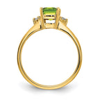 14k 7x5mm Emerald Cut Peridot VS Diamond ring
