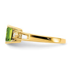 14k 7x5mm Emerald Cut Peridot VS Diamond ring