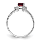 14k White Gold 6x4mm Emerald-cut Garnet and VS Diamond Ring