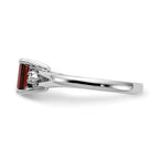 14k White Gold 6x4mm Emerald-cut Garnet and AA Diamond Ring