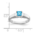 14k White Gold 4mm Princess-Cut Blue Topaz Ring