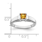 14k White Gold 4mm Princess-Cut Citrine Ring