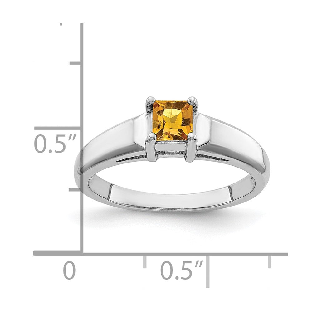 14k White Gold 4mm Princess-Cut Citrine Ring