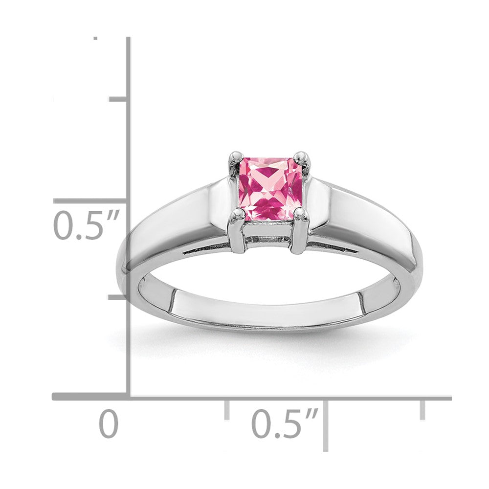 14k White Gold 4mm Princess-Cut Pink Tourmaline Ring