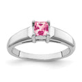 14k White Gold 4mm Princess-Cut Pink Tourmaline Ring
