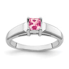 14k White Gold 4mm Princess-Cut Pink Tourmaline Ring