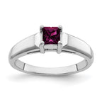 14k White Gold 4mm Princess-Cut Rhodolite Garnet Ring