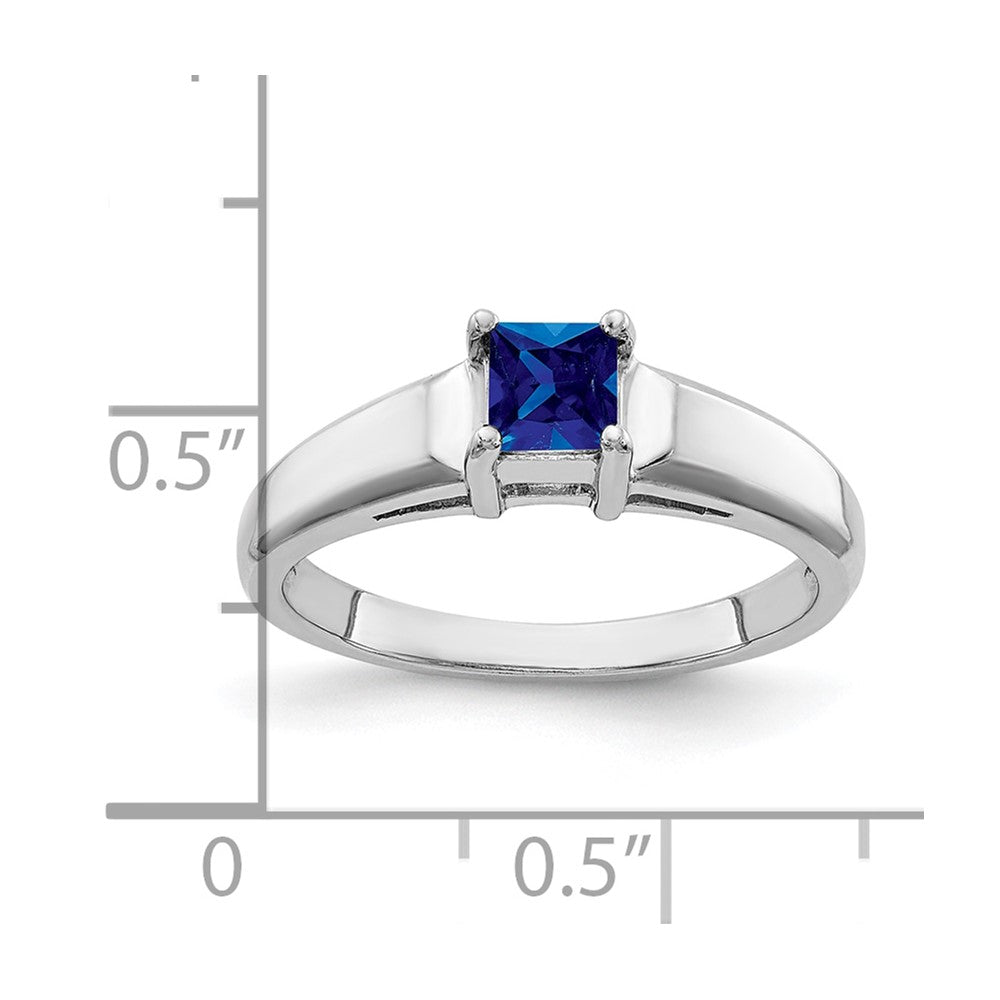 14k White Gold 4mm Princess-cut Blue Sapphire Ring