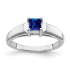 14k White Gold 4mm Princess-cut Blue Sapphire Ring