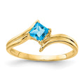 14k 4mm Princess-cut Blue Topaz Ring