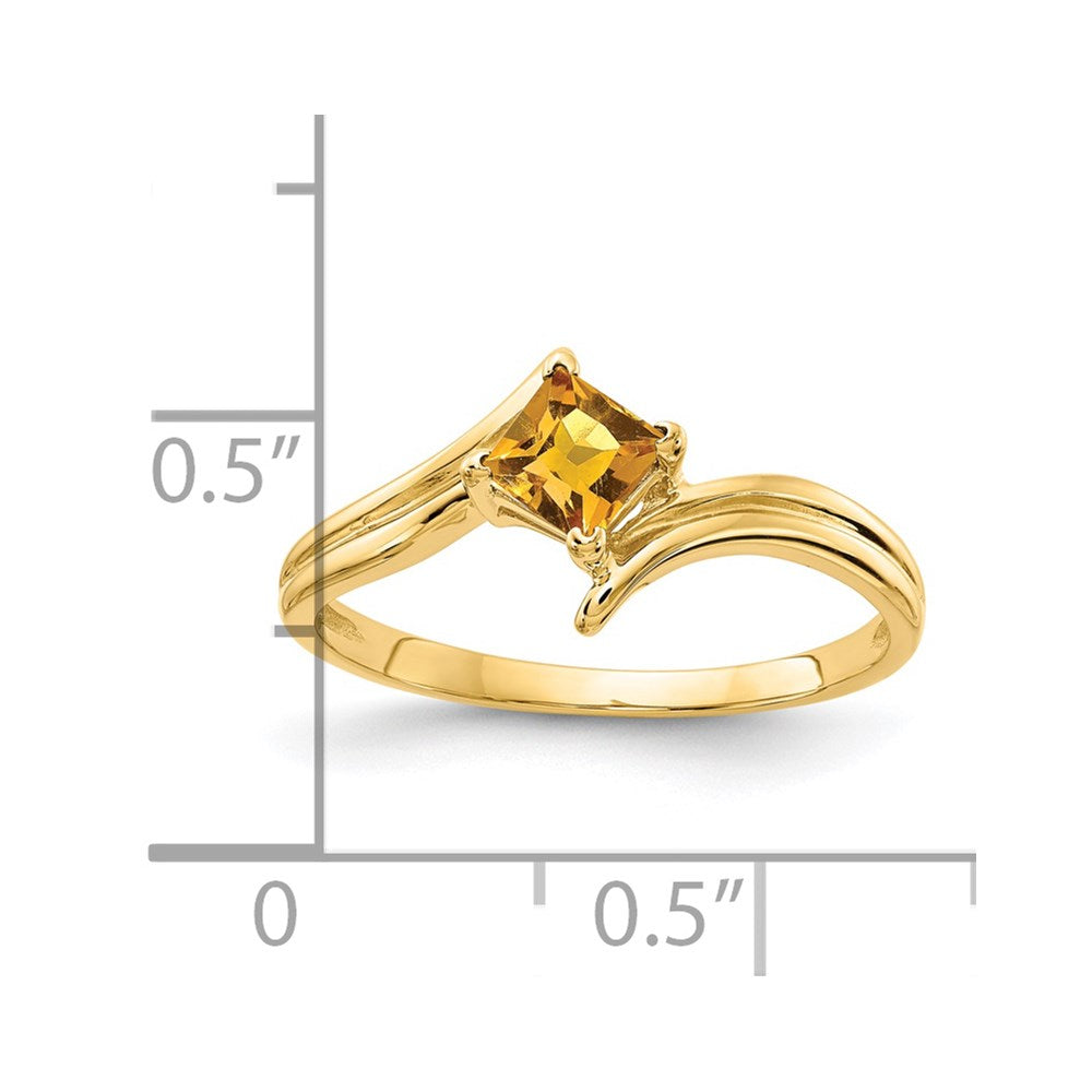 14k 4mm Princess-cut Citrine Ring