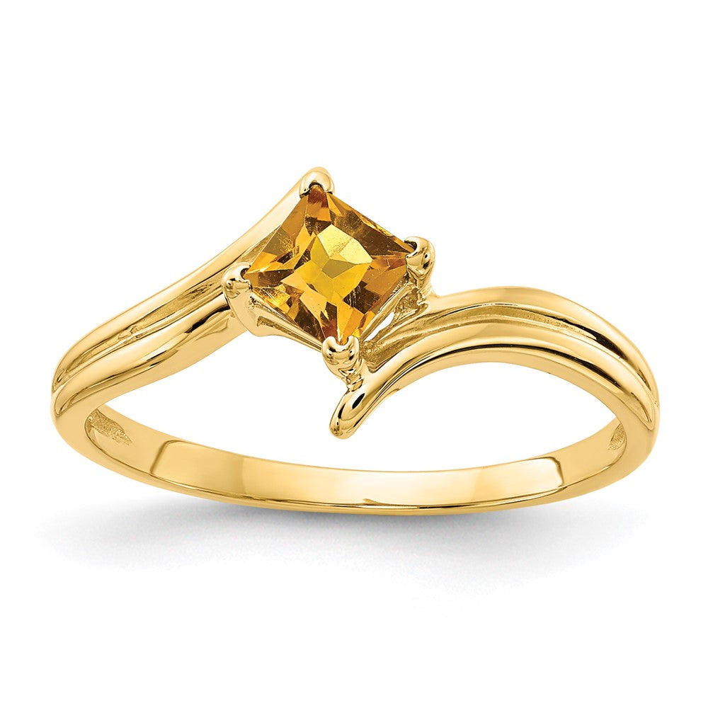 14k 4mm Princess-cut Citrine Ring