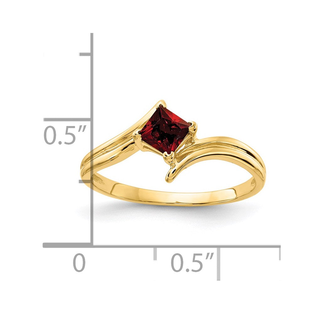 14k 4mm Princess-cut Garnet Ring